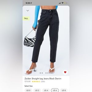 Princess Polly black straight leg jeans never worn tags still on